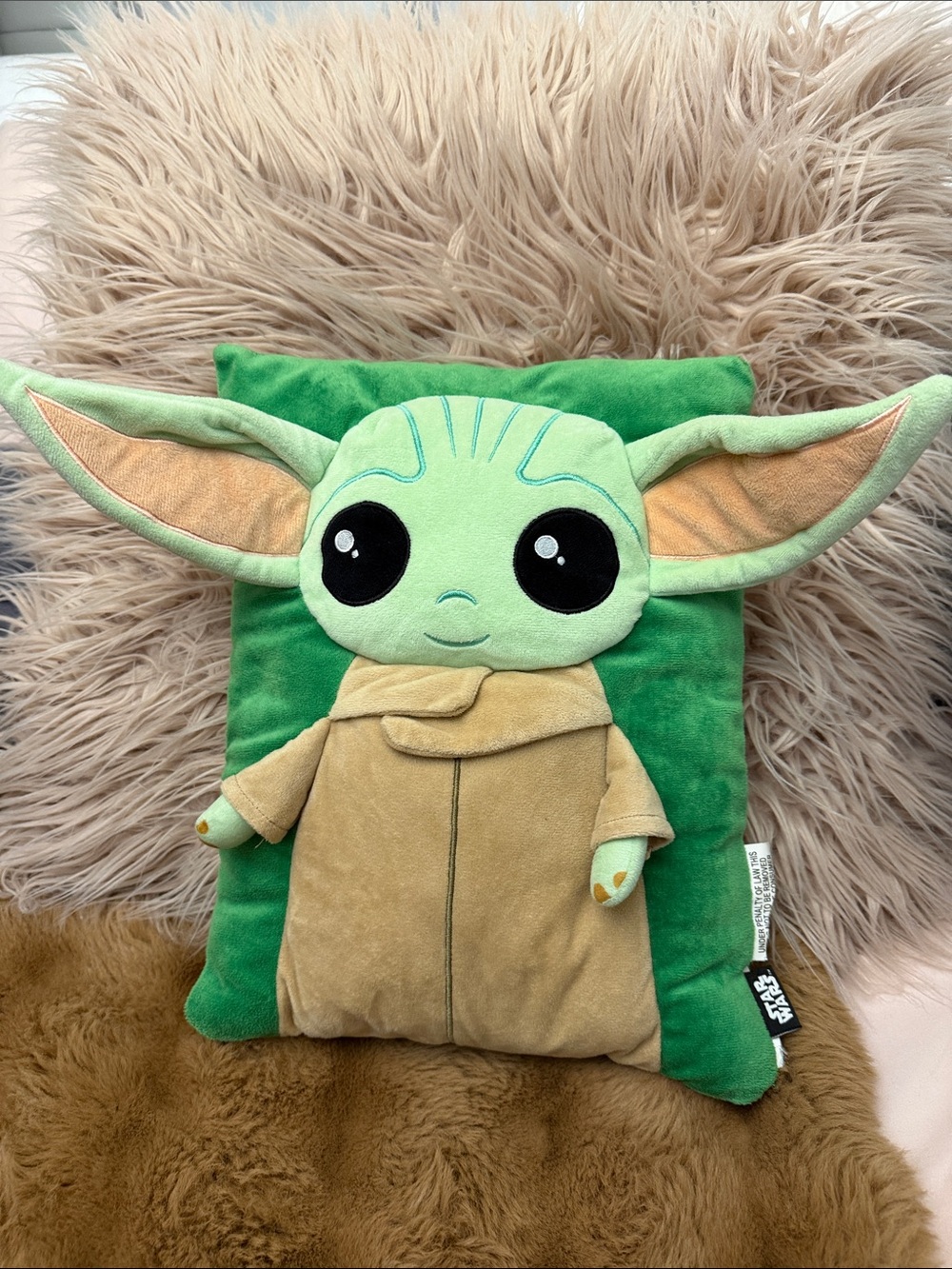 Star Wars Green and Tan Baby Yoda Plush Costume Pillow